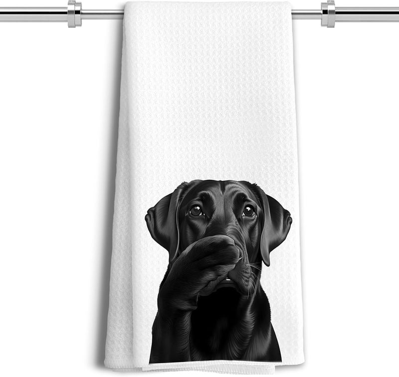LUKIPOM Funny Black Labrador Retriever Hand Towels for Bathroom Decor, Black Lab Gifts,Dog Mom Gifts, Dog Bathroom Decor, Funny Kitchen Towels, 16x24 Inches - Image 1